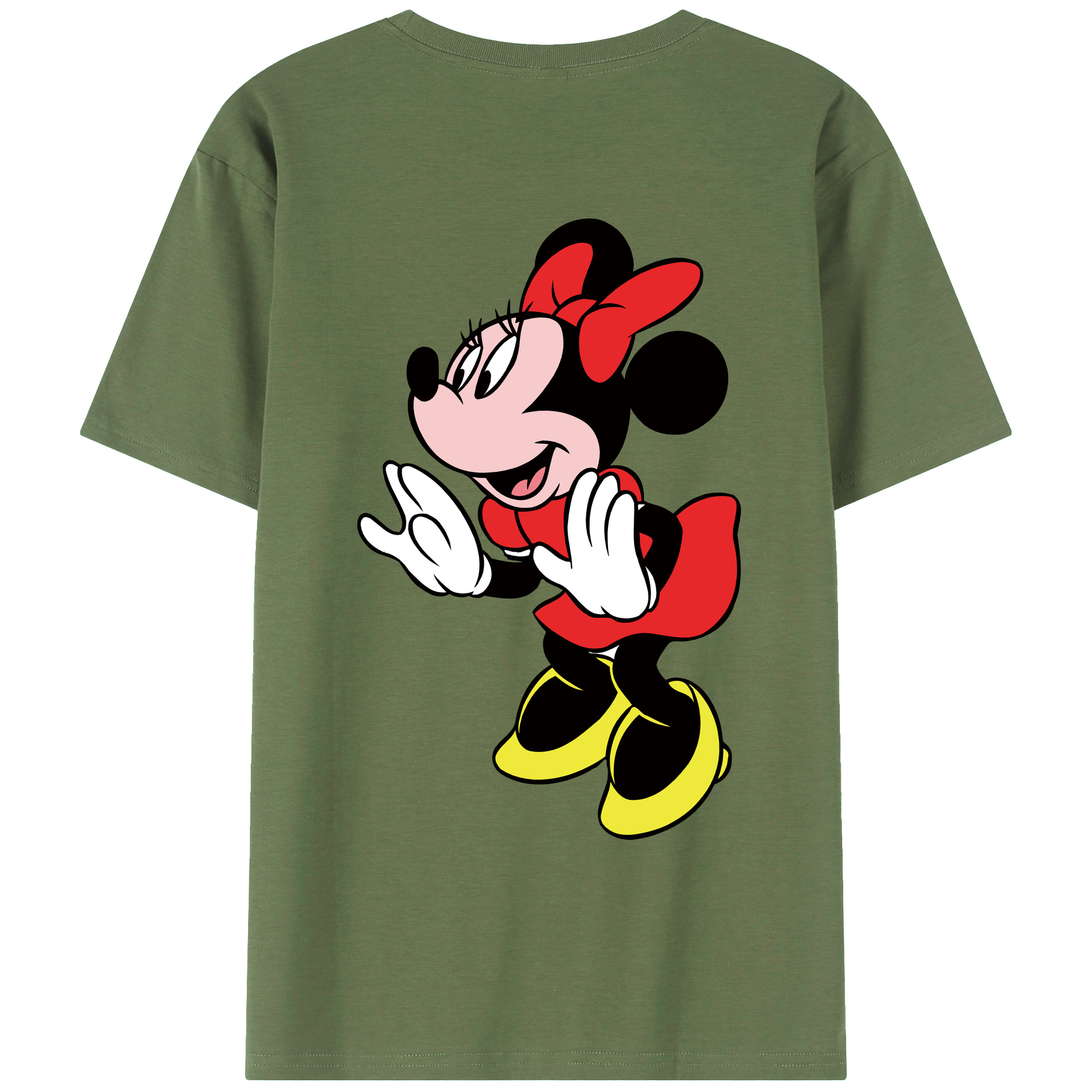 ミッキーマウス Mickey Mouse 綿100％ メンズ半袖Tシャツ（バックプリント） 通気性